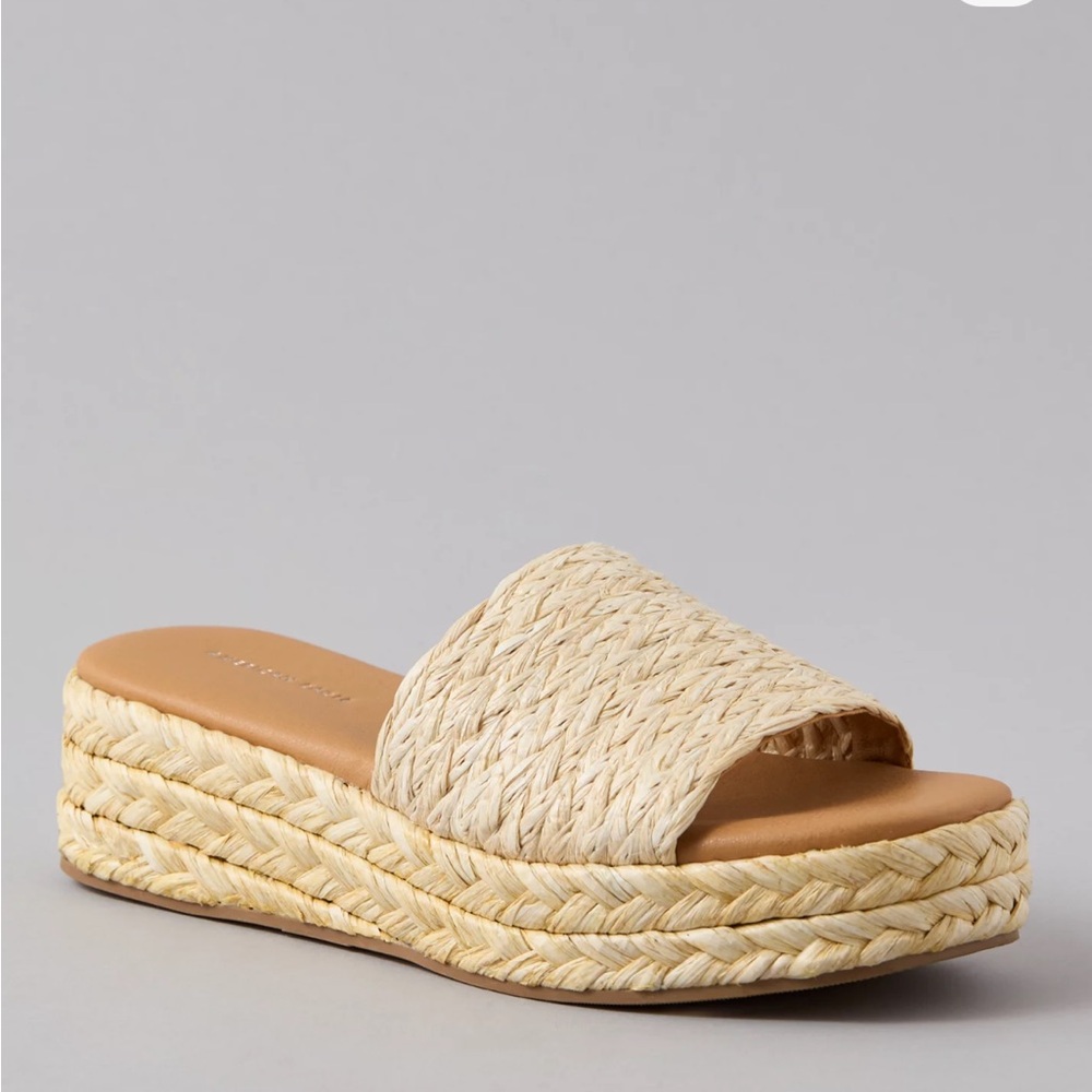 AE Raffia Espadrille Flatform Slide Sandal